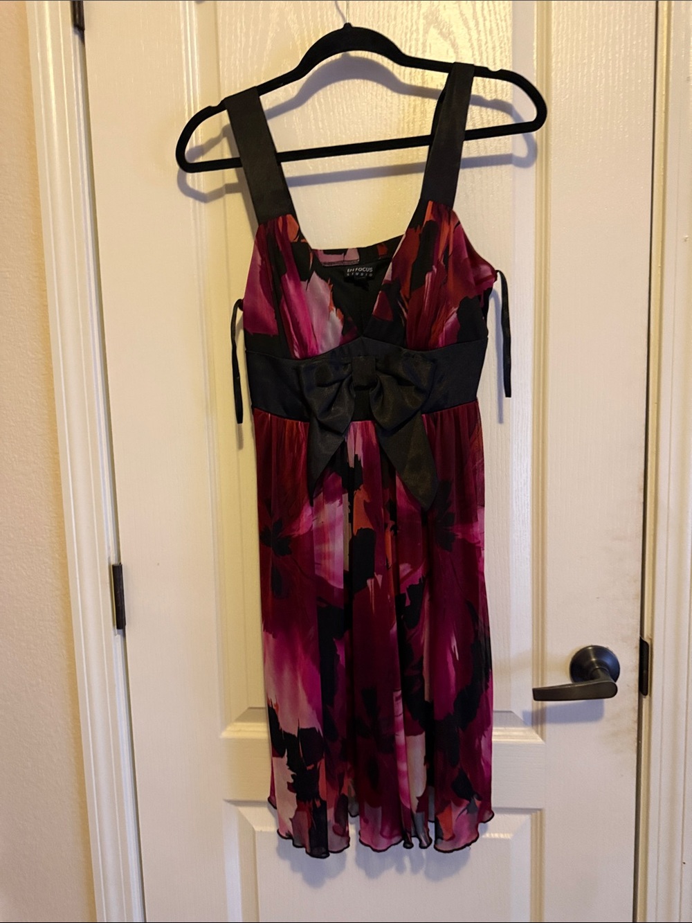 Enfocus Studio Fuchsia and Black Floral Cocktail Dress